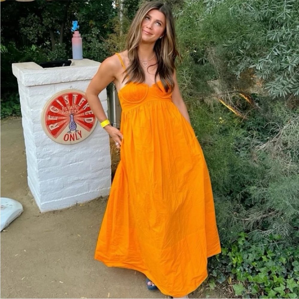 Farm Rio Cotton Maxi Dress in Orange